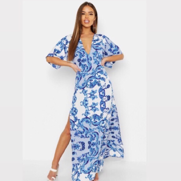 boohoo blue maxi dress